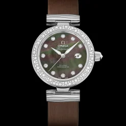 34 mm, Stahl mit Lederarmband