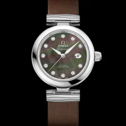 34 mm, Stahl mit Lederarmband