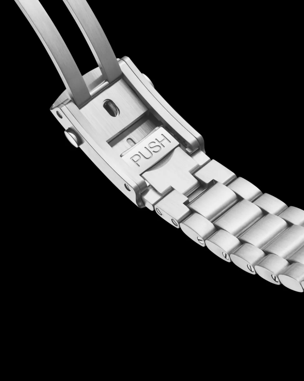 39,5 mm, Stahl mit Stahlarmband