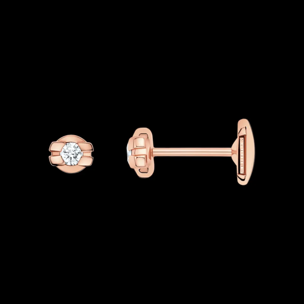 Ohrringe, 18 K Rotgold, Diamanten
