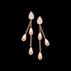 Ohrringe, 18 K Rotgold, Diamanten