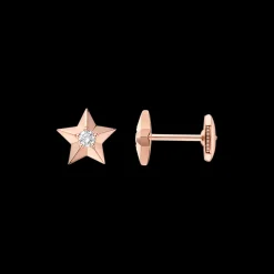 Ohrringe, 18 K Rotgold, Diamanten