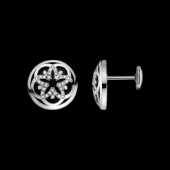 Ohrringe, 18 K Weißgold, Diamanten, Onyx