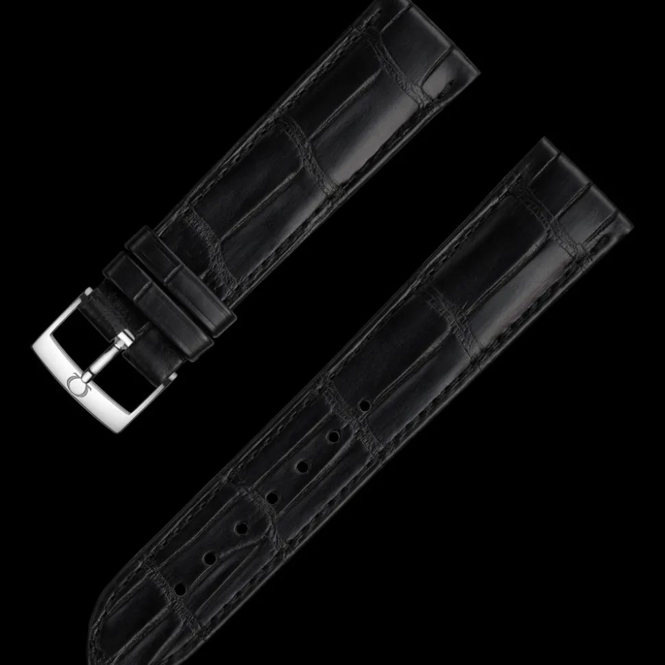 Schwarzes Alligatorlederarmband mit Dornschließe