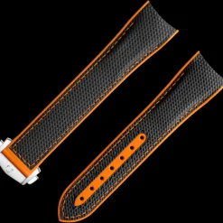 Schwarzes Kautschukarmband mit Faltschließe für die Seamaster Planet Ocean 600M