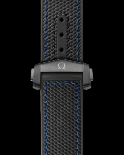 Schwarzes Kautschukarmband mit Faltschließe für die Seamaster Planet Ocean 600M