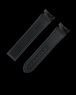 Schwarzes Kautschukarmband mit Faltschließe für die Seamaster Planet Ocean 600M