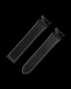 Schwarzes Kautschukarmband mit Faltschließe für die Seamaster Planet Ocean 600M