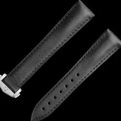 Schwarzes Lederarmband Speedmaster Moonwatch mit Faltschließe
