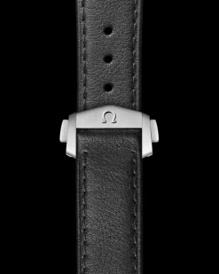 Schwarzes Lederarmband Speedmaster Moonwatch mit Faltschließe
