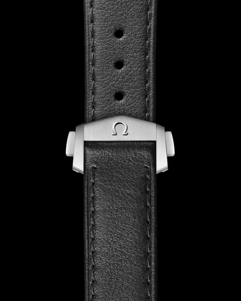 Schwarzes Lederarmband Speedmaster Moonwatch mit Faltschließe