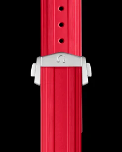 Seamaster Diver 300M rotes Kautschukarmband mit Faltschließe