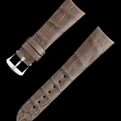 Taupefarbenes Alligatorlederarmband mit Dornschließe