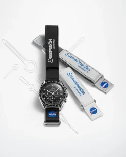 2‑teiliges schwarzes Speedmaster Moonwatch VELCRO®‑Armband