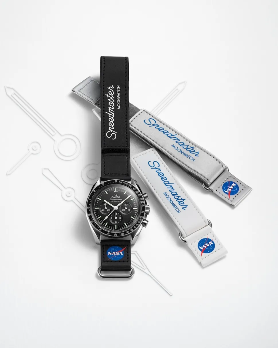 2‑teiliges schwarzes Speedmaster Moonwatch VELCRO®‑Armband
