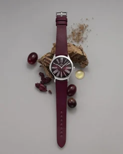 Veganes Armband in Bordeauxrot mit Dornschließe