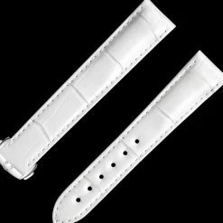 Weißes Alligatorlederarmband mit Faltschließe