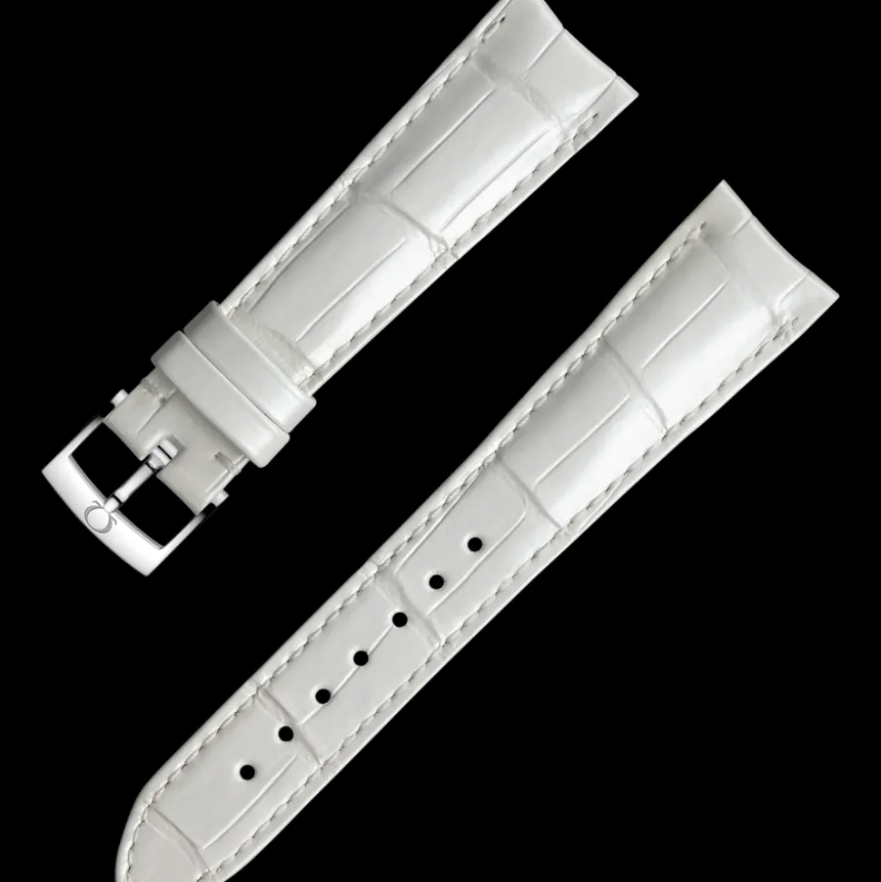 Weißes Alligatorlederarmband mit Dornschließe